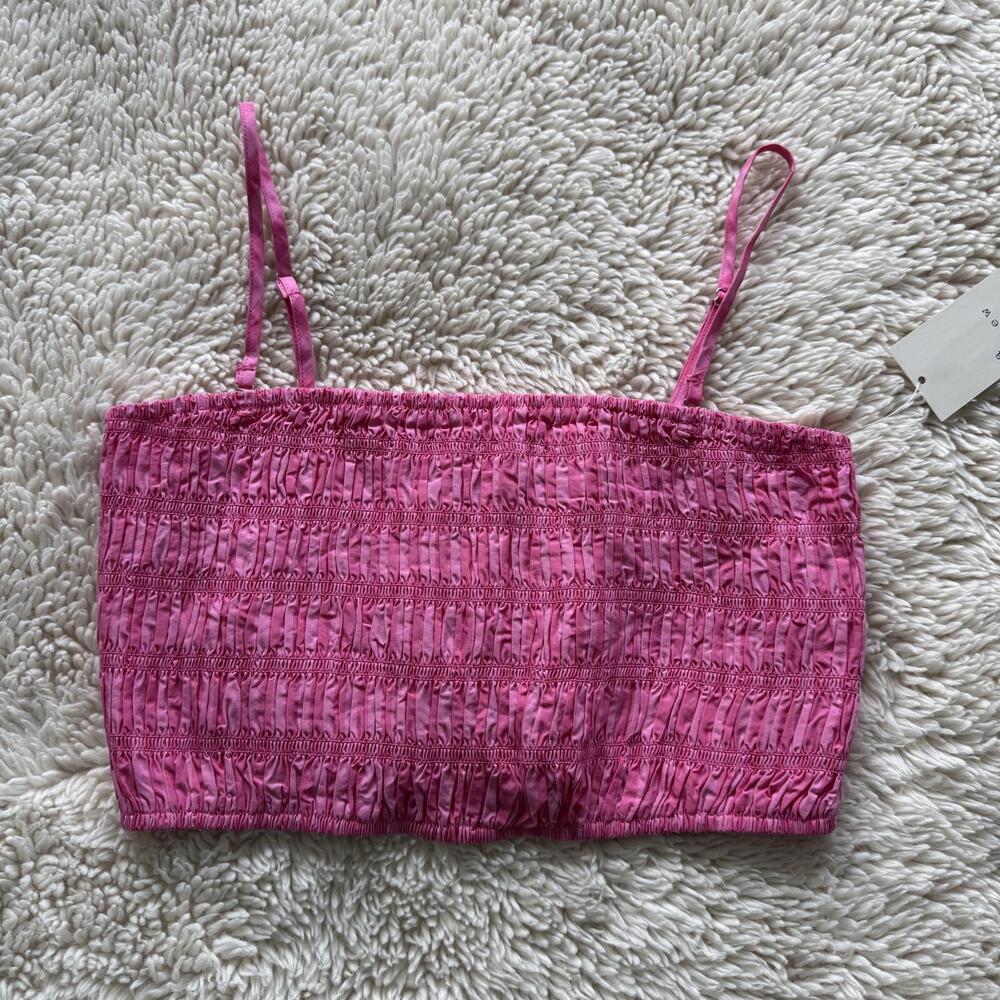 A New Day Women's Vibrant Pink Smocked Crop Top - Size S